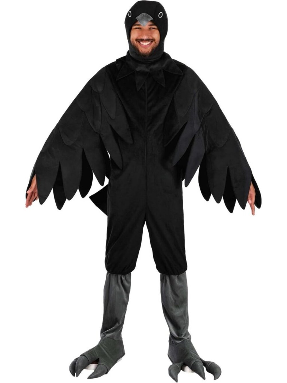 Clever Crow Halloween Costume for Adults - Black Jumpsuit & Headpiece Set